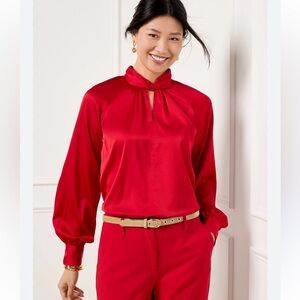 TALBOTS SOFT SATIN CHARMEUSE TWIST NECK TOP Sz 2X